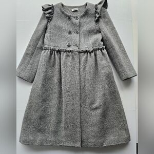 Nueces Vintage XXS Womens Gray Double-Breasted Ruffle Wool Coat